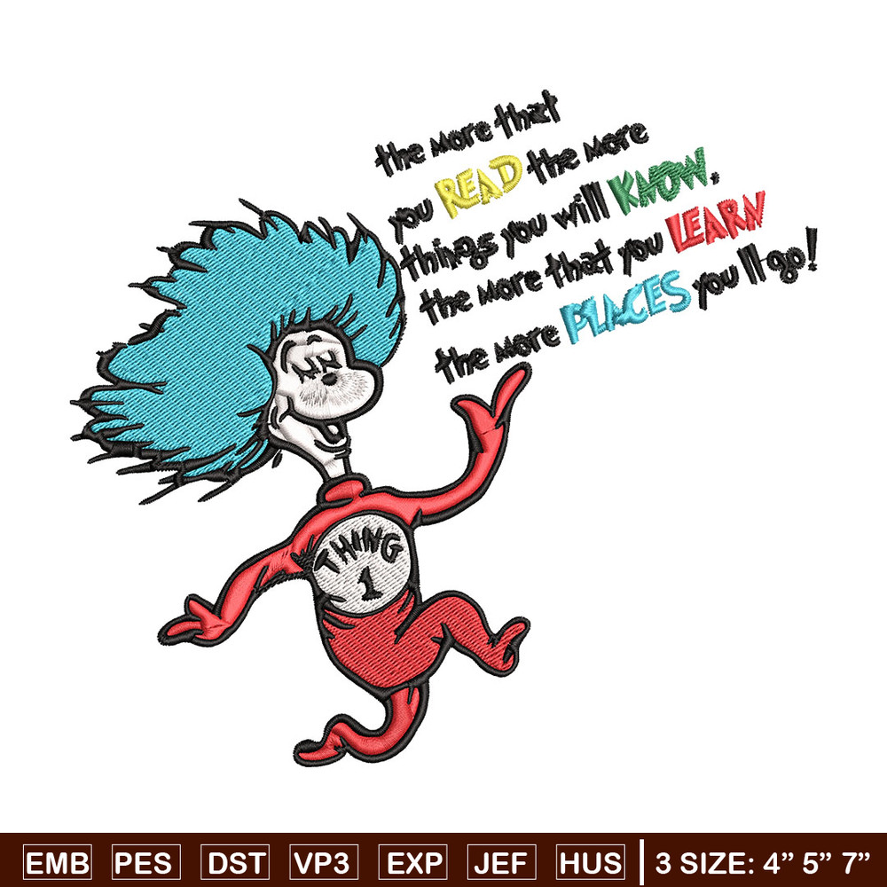 Thing One Dr Seuss Embroidery Design, Dr Seuss Embroidery, Embroidery File, Embroidery design, Digital download..jpg