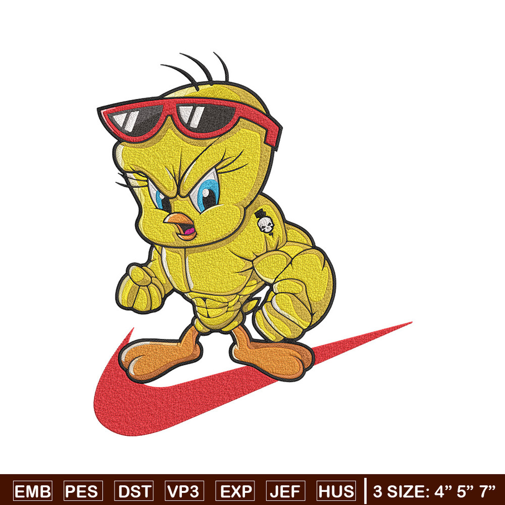 Tweety nike Embroidery Design, Tweety Embroidery, Embroidery File, Nike Embroidery, Anime shirt, Digital download.jpg