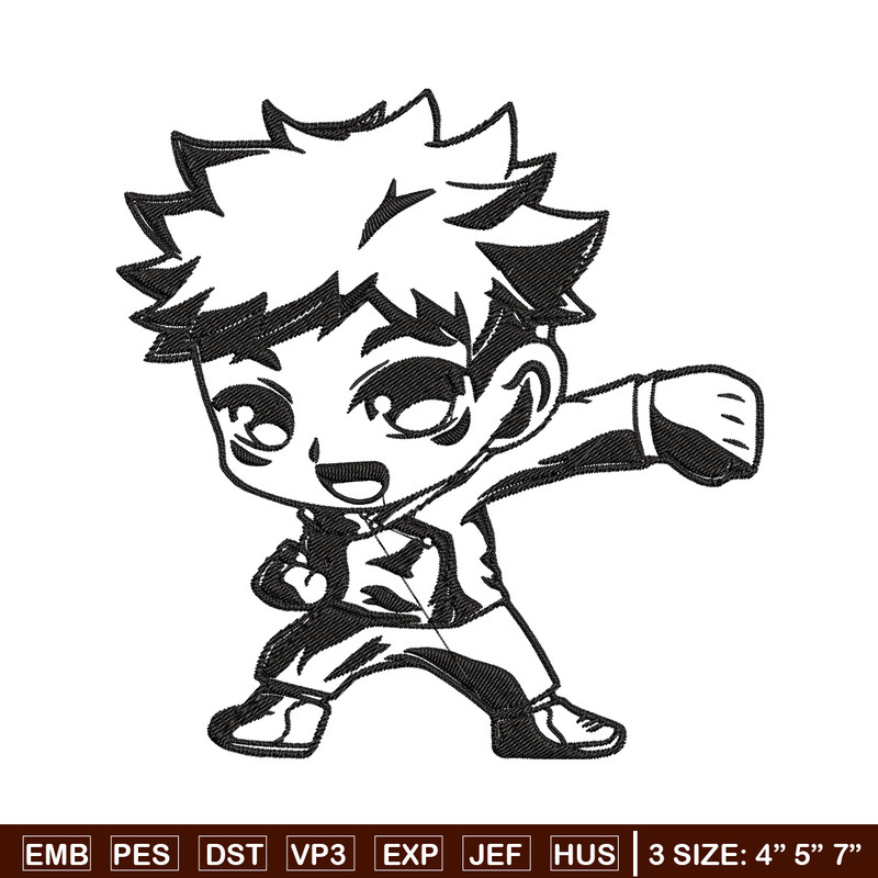 Yuji chibi Embroidery Design, Jujutsu Embroidery, Embroidery File,Anime Embroidery, Anime shirt, Digital download.jpg