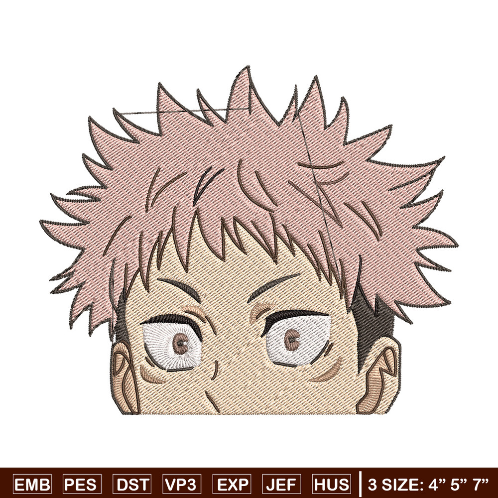 Yuji Peeker Embroidery Design, Jujutsu Embroidery, Embroidery File, Anime Embroidery, Anime shirt, Digital download..jpg