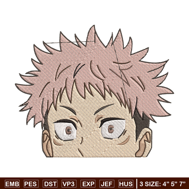 Yuji Peeker Embroidery Design, Jujutsu Embroidery, Embroidery File, Anime Embroidery, Anime shirt, Digital download..jpg