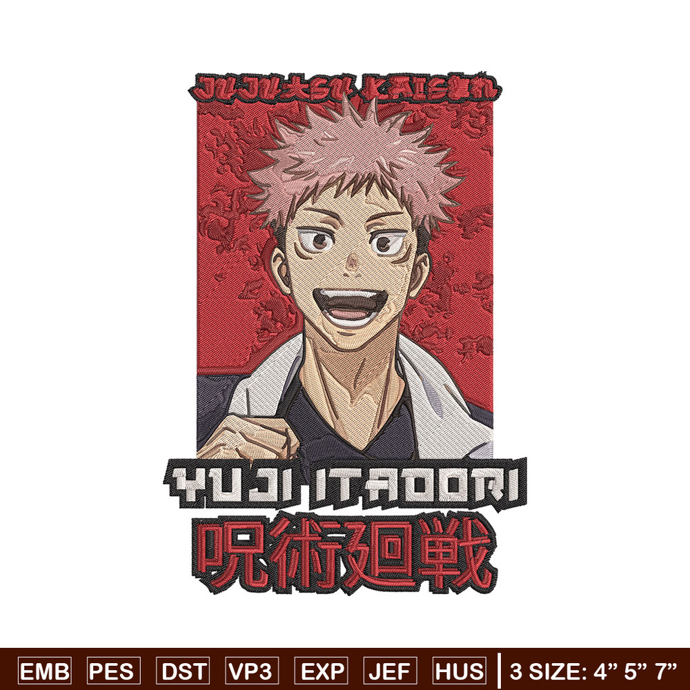 Yuji poster Embroidery Design,Jujutsu Embroidery, Embroidery File, Anime Embroidery, Anime shirt, Digital download.jpg