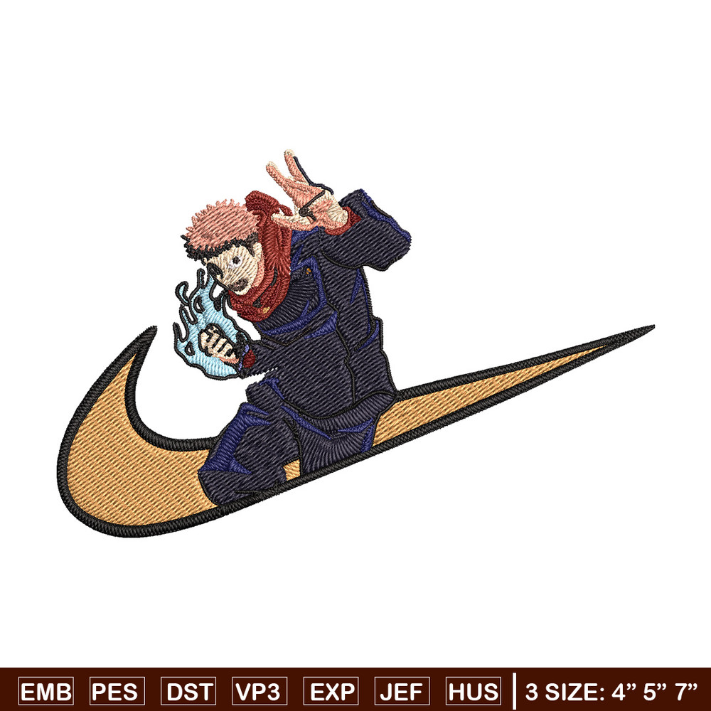 Yuji x nike Embroidery Design, Jujutsu Embroidery, Embroidery File, Nike Embroidery, Anime shirt, Digital download.jpg
