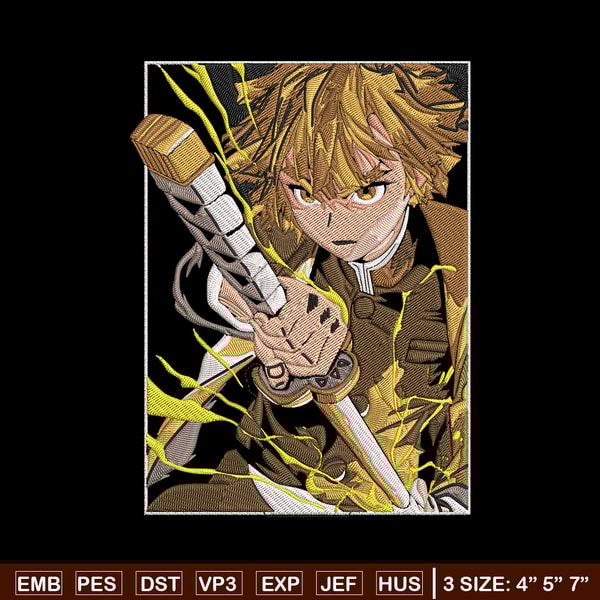Zenitsu Poster Embroidery Design, Demon slayer Embroidery, Embroidery File, Anime Embroidery, Digital download..jpg