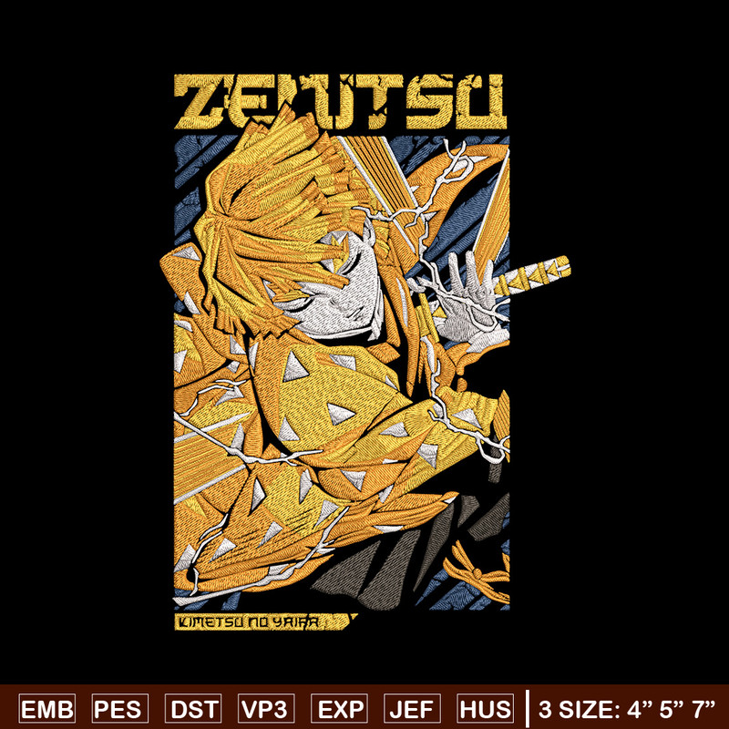 Zenitsu poster Embroidery Design, Demon slayer Embroidery, Embroidery File,Anime Embroidery,Anime shirt,Digital download.jpg