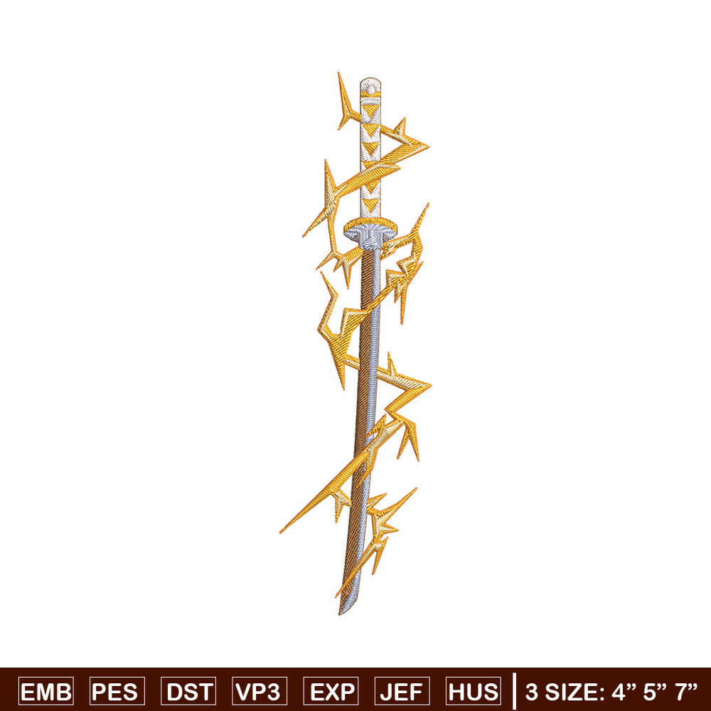 Zenitsu sword Embroidery Design, Demon slayer Embroidery, Embroidery File, Anime Embroidery, Digital download.jpg