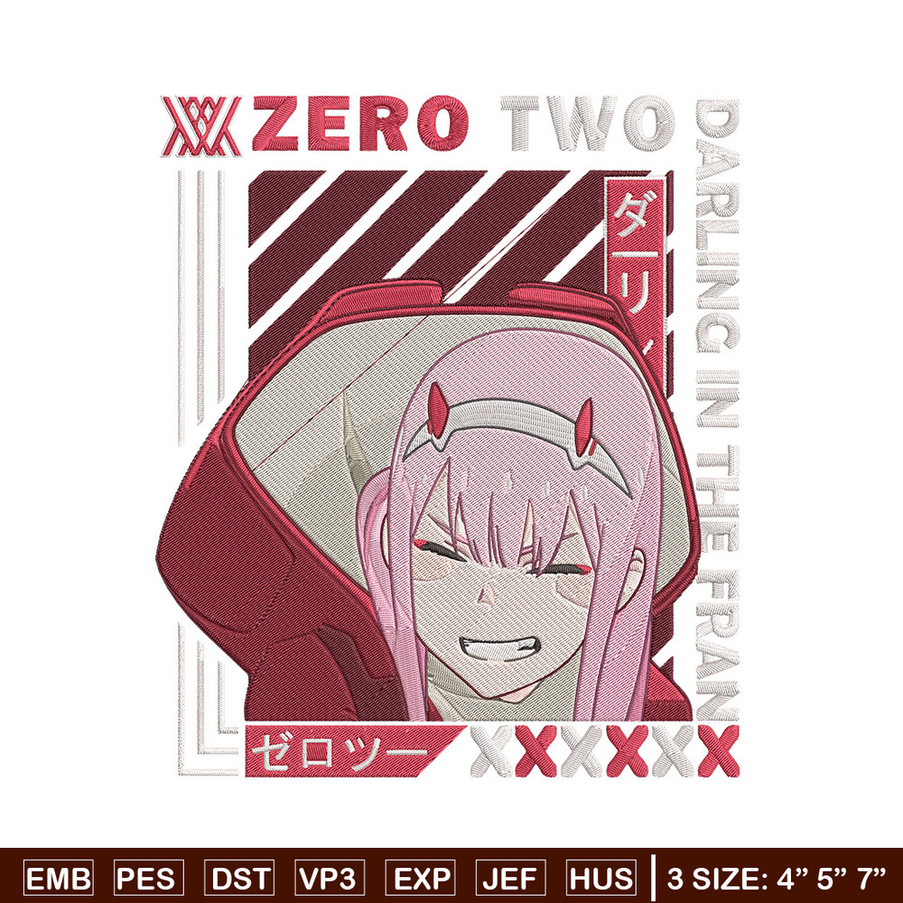 Zero two Embroidery Design, Darling in the fran Embroidery,Embroidery File,Anime Embroidery,Anime shirt,Digital download.jpg