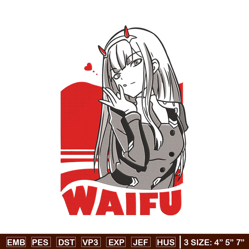 Zero two waifu Embroidery Design, Zero Two Embroidery, Embroidery File, Anime Embroidery, Anime shirt, Digital download.jpg