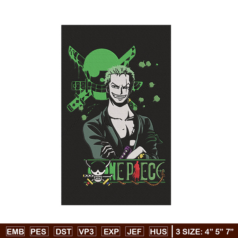 Zoro poster Embroidery Design, One piece Embroidery, Embroidery File, Anime Embroidery, Anime shirt, Digital download.jpg