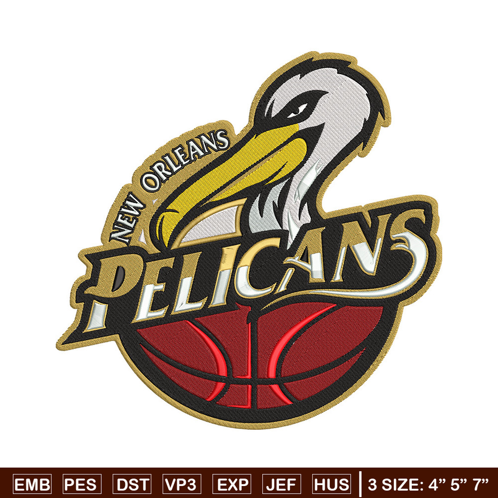 Orleans Pelicans design embroidery design, NBA embroidery, Sport embroidery, Embroidery design, Logo sport embroidery..jpg
