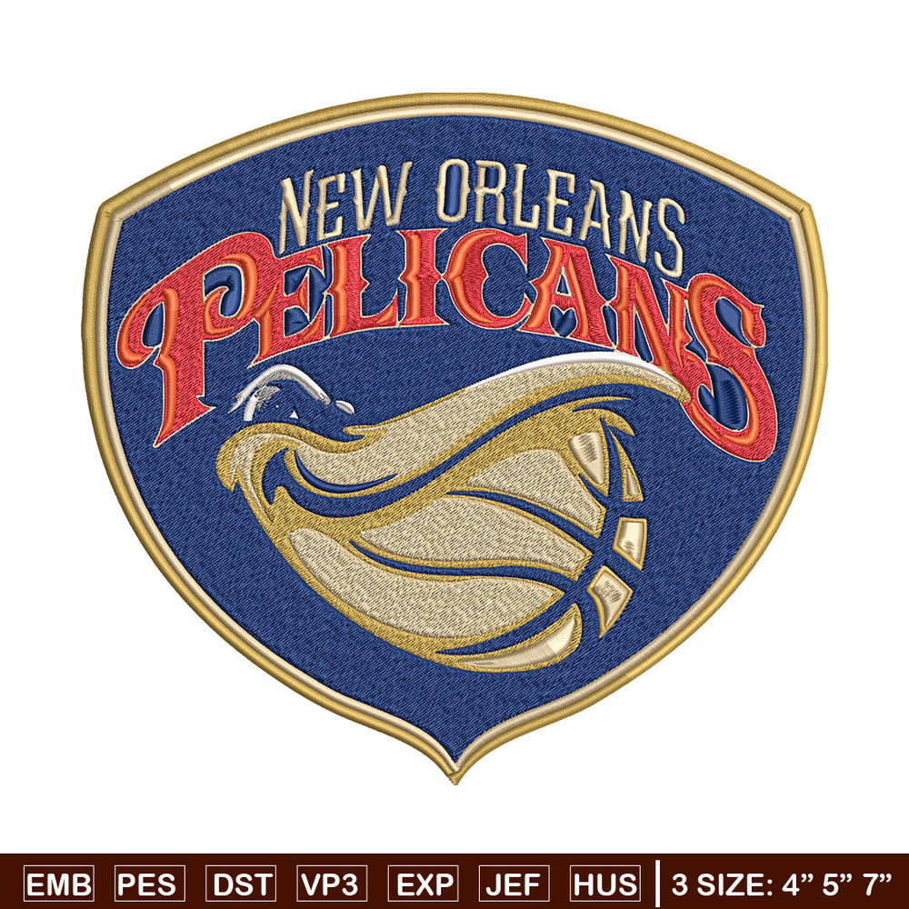 Orleans Pelicans design embroidery design, NBA embroidery, Sport embroidery, Embroidery design, Logo sport embroidery.jpg