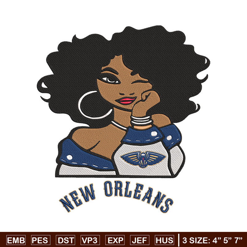Orleans Pelicans girl embroidery design, NBA embroidery,Sport embroidery, Logo sport embroidery,Embroidery design..jpg