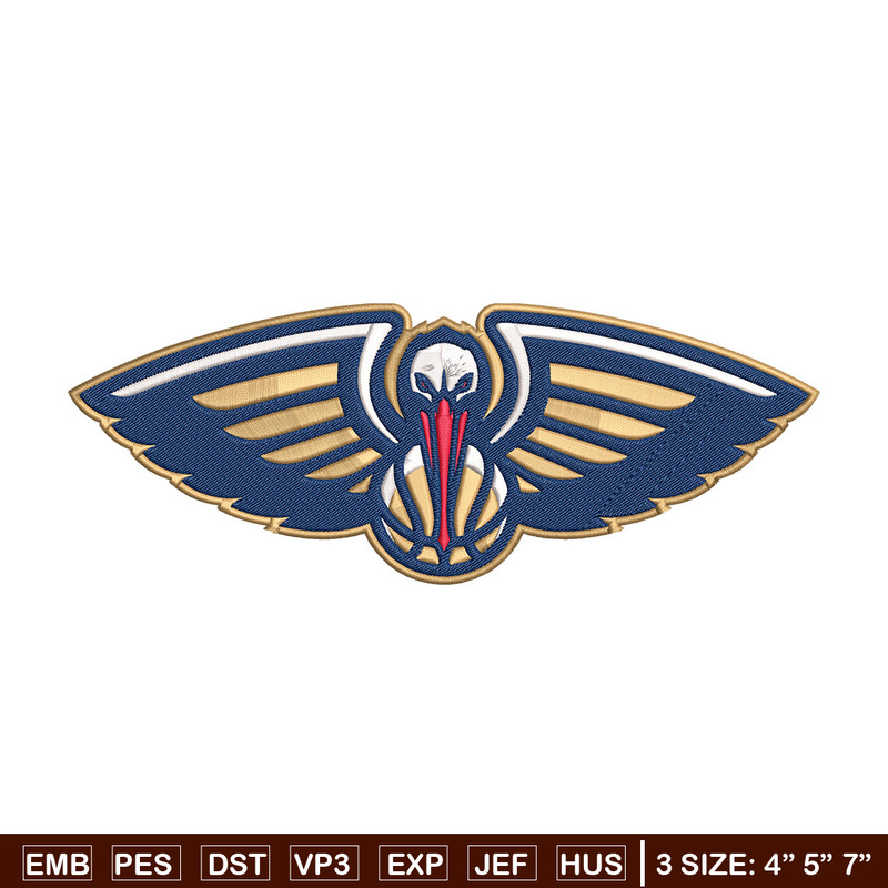 Orleans Pelicans logo embroidery design, NBA embroidery, Sport embroidery, Embroidery design, Logo sport embroidery.jpg