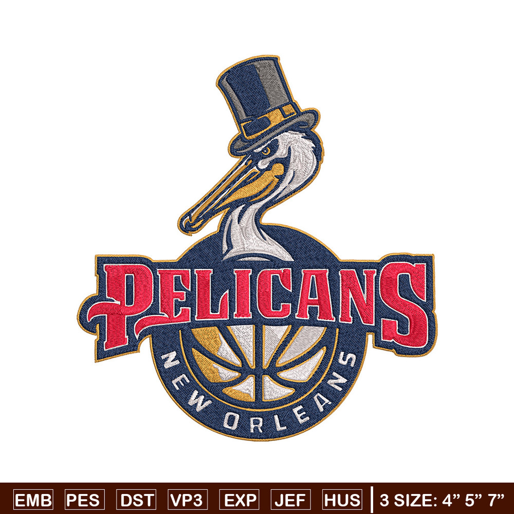 Orleans Pelicans logo embroidery design, NBA embroidery, Sport embroidery, Logo sport embroidery, Embroidery design.jpg