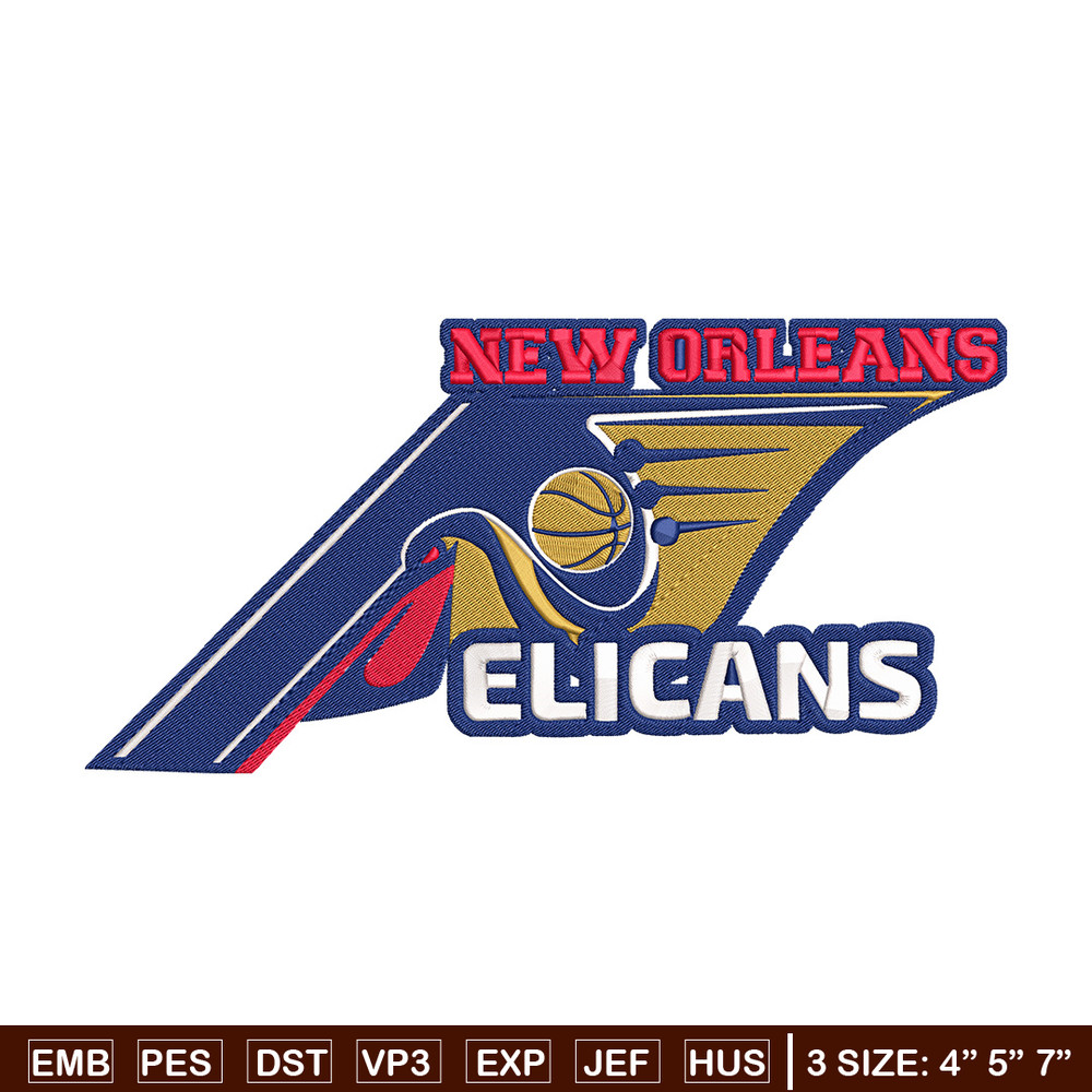 Orleans Pelicans logo embroidery design, NBA embroidery,Sport embroidery, Logo sport embroidery,Embroidery design..jpg