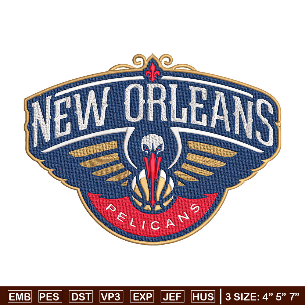 Orleans Pelicans logo embroidery design,NBA embroidery, Sport embroidery, Embroidery design, Logo sport embroidery..jpg