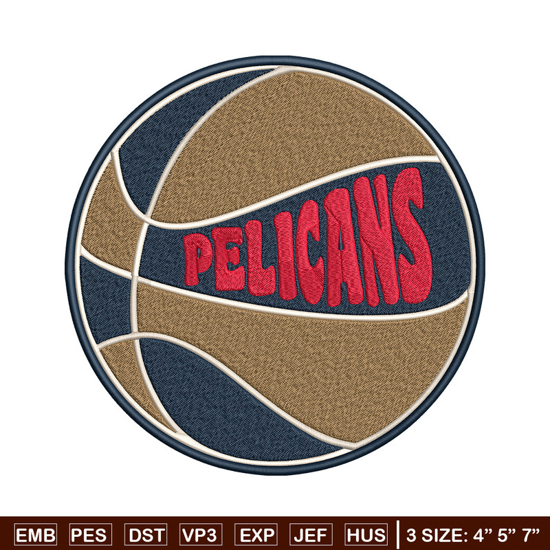 Orleans Pelicans logo embroidery design,NBA embroidery,Sport embroidery,Embroidery design, Logo sport embroidery.jpg