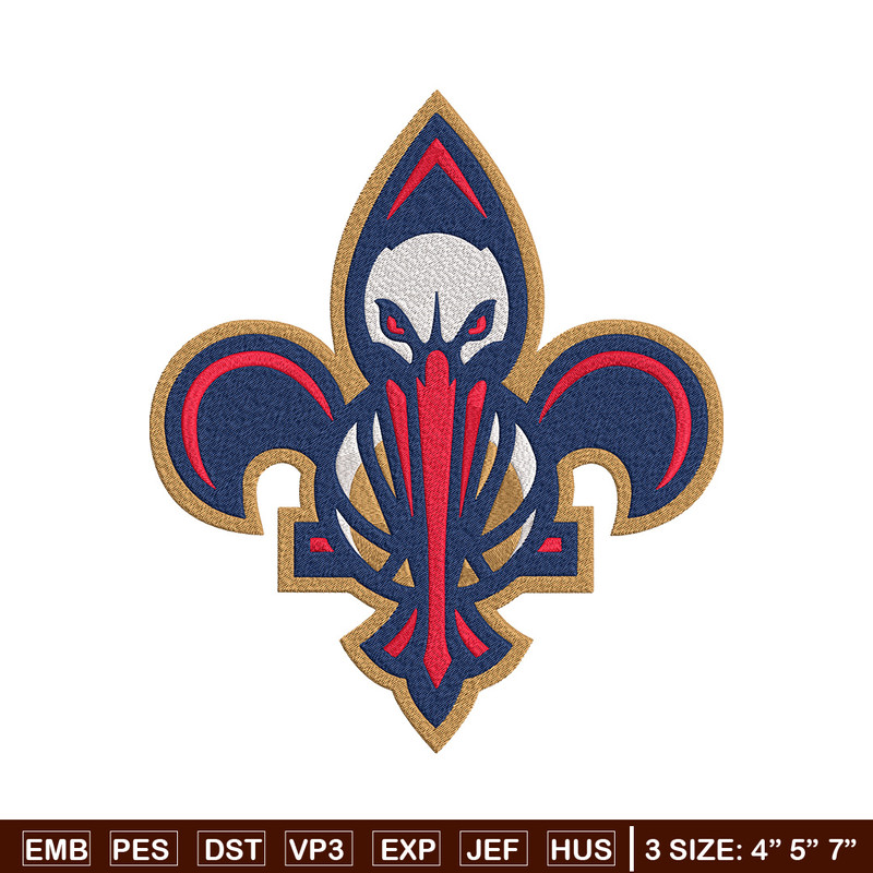 Orleans Pelicans mascot embroidery design,NBA embroidery, Sport embroidery, Embroidery design, Logo sport embroidery.jpg