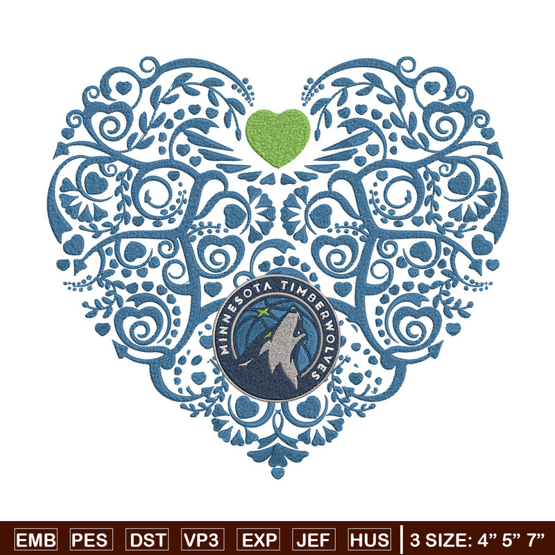 Timberwolves heart embroidery design, NBA embroidery, Sport embroidery, Embroidery design, Logo sport embroidery.jpg