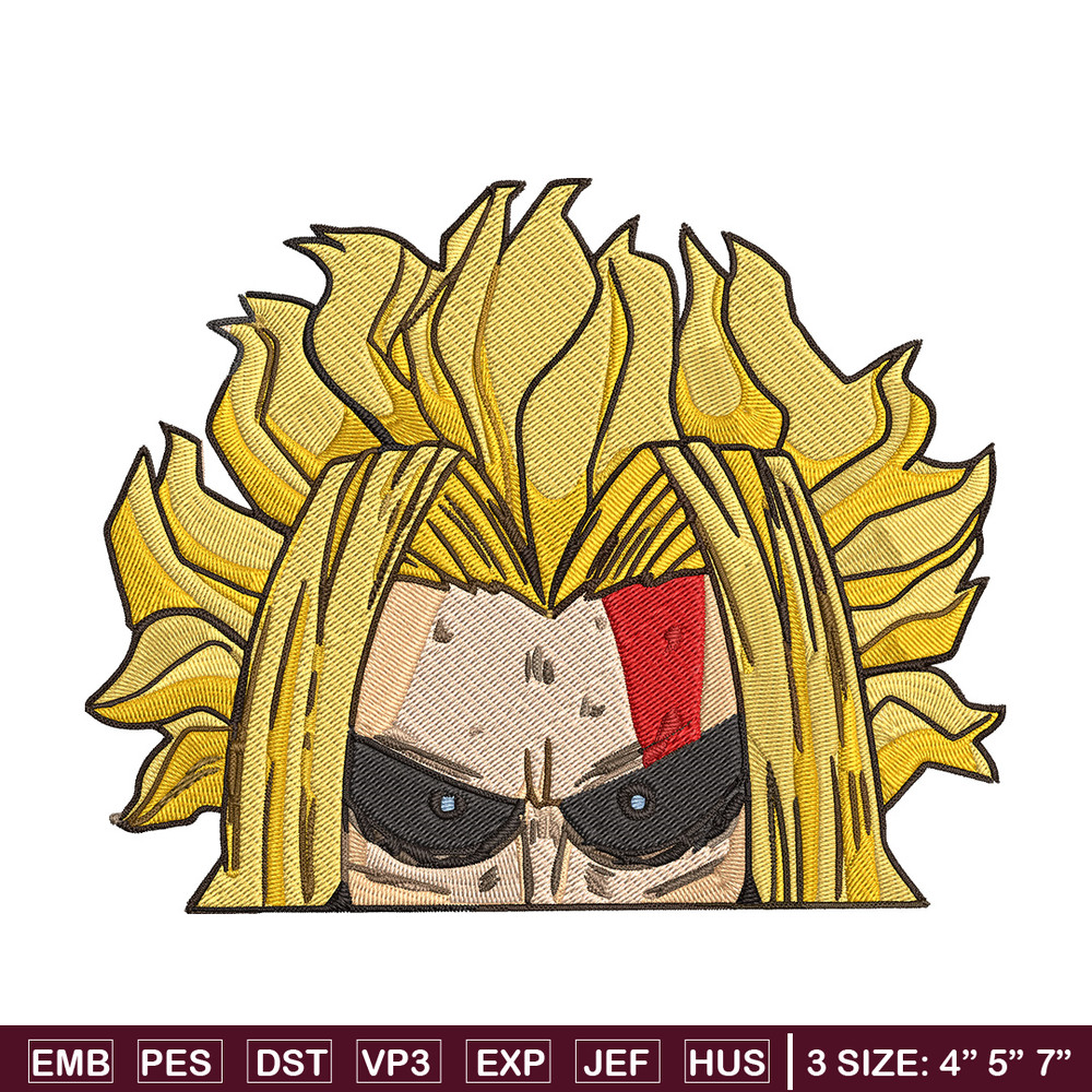 All Might Peeker Embroidery Design, Mha Embroidery, Embroidery File, Anime Embroidery, Anime shirt, Digital download.jpg