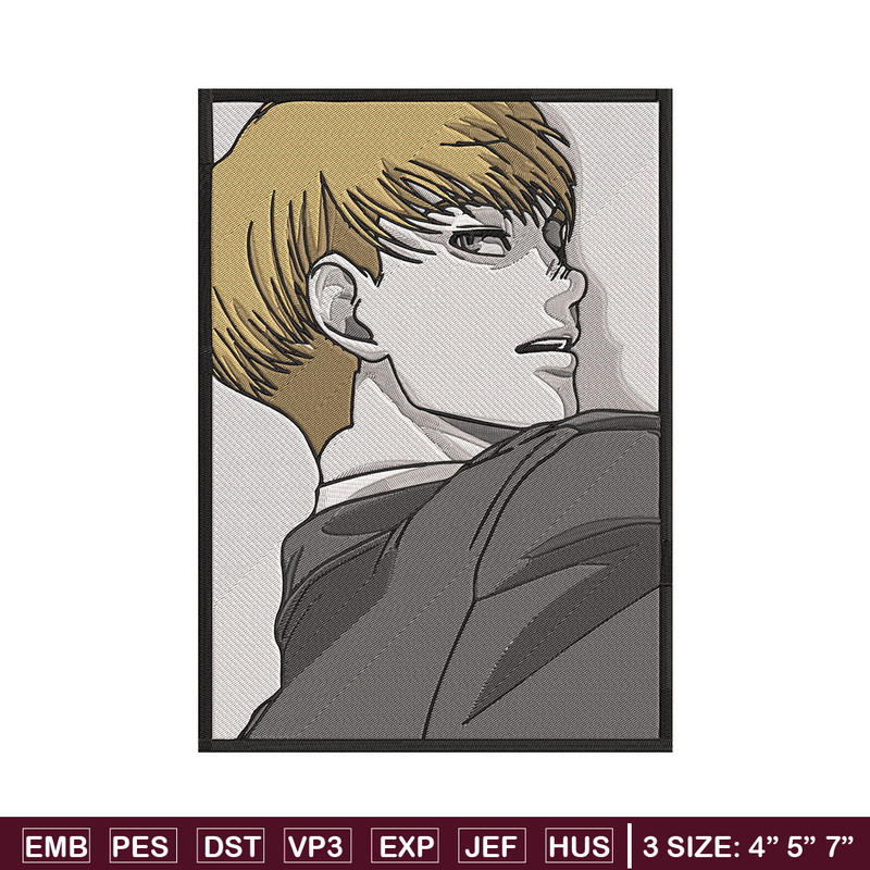 Armin poster Embroidery Design, Aot Embroidery, Embroidery File, Anime Embroidery, Anime shirt, Digital download.jpg
