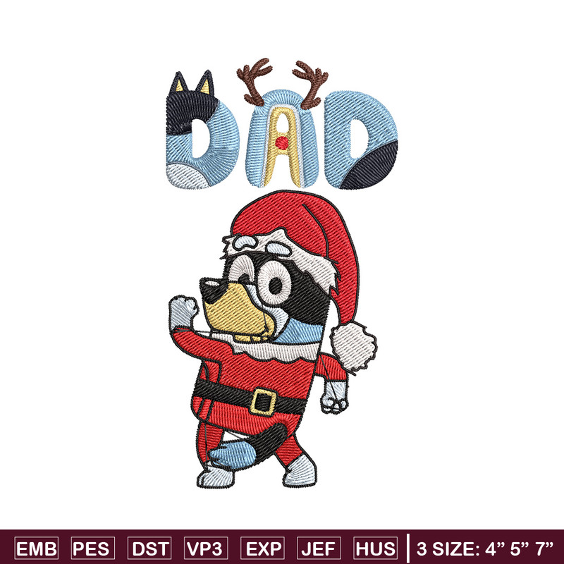 Bandit dad Embroidery Design, Bluey Embroidery, Embroidery File, Chrismas Embroidery, Anime shirt, Digital download.jpg