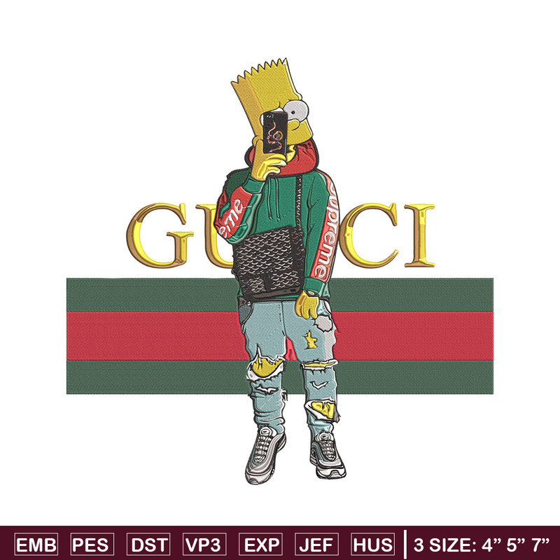 Bart Simpson Embroidery Design, Simpson Embroidery, Embroidery File, Anime Embroidery, Gucci shirt, Digital download.jpg