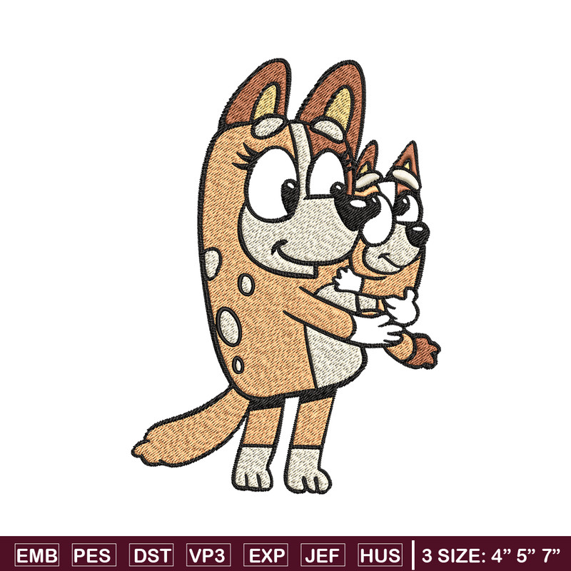 Bingo and her Mum Embroidery, Bluey Embroidery, Embroidery File, cartoon shirt, cartoon design, Digital download..jpg