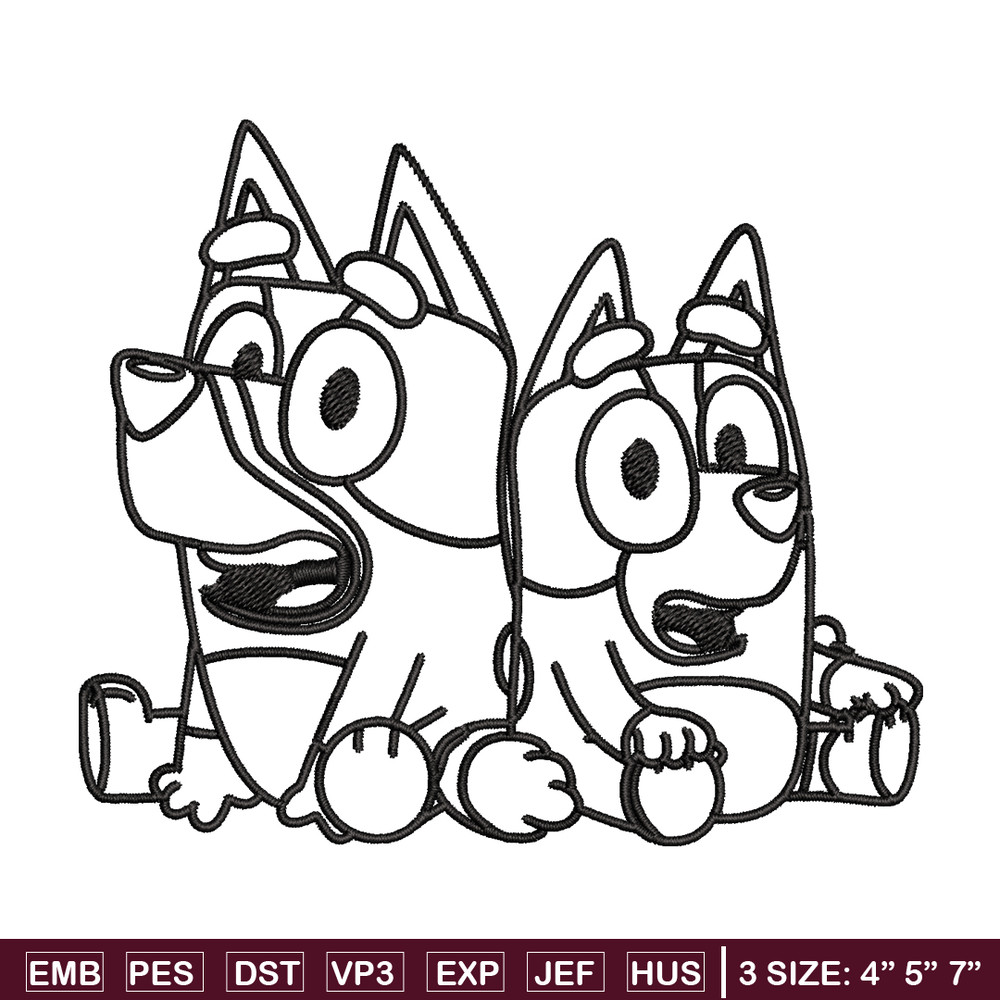 Bluey Bingo Coloring Pages Embroidery, Bluey Embroidery, Embroidery File, cartoon design, logo shirt, Digital download..jpg
