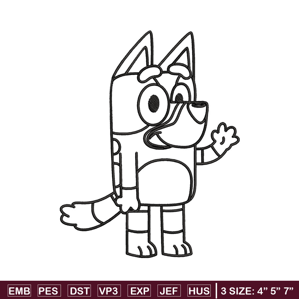 Bluey Coloring Pages Embroidery, Bluey Embroidery, Embroidery File, cartoon design, logo shirt, Digital download..jpg