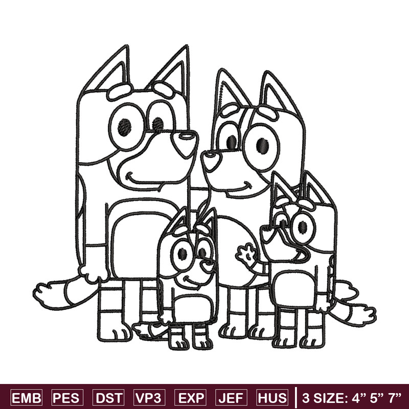 Bluey family Coloring Pages Embroidery, Bluey cartoon Embroidery, Embroidery File, cartoon design, Digital download..jpg