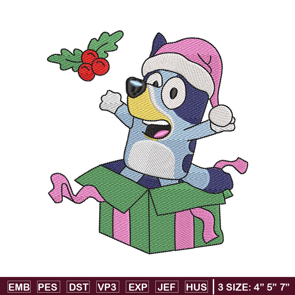 Bluey merry embroidery design, Bluey embroidery, Chrismas design, Embroidery file, Embroidery shirt, Digital download.jpg