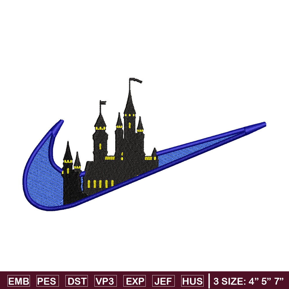 Castle Nike embroidery design, Castle embroidery, nike design, embroidery file, logo shirt, Digital download.jpg