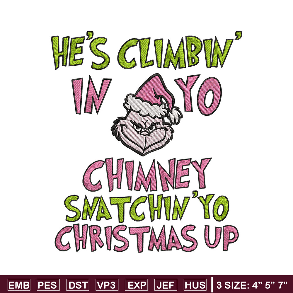 Chrismas up Embroidery Design, Grinch Embroidery, Embroidery File, Chrismas Embroidery, Anime shirt, Digital download.jpg