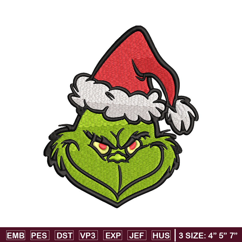 Christmas Grinch Face Embroidery design, Grinch christmas Embroidery, Embroidery File, Grinch design, Instant download..jpg