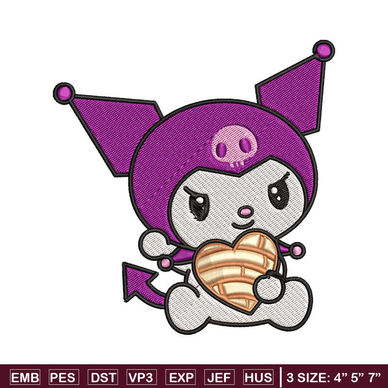 Concha Kuromi Embroidery Design, Kuromi cartoon Embroidery, Embroidery File, Cartoon shirt, Digital download..jpg