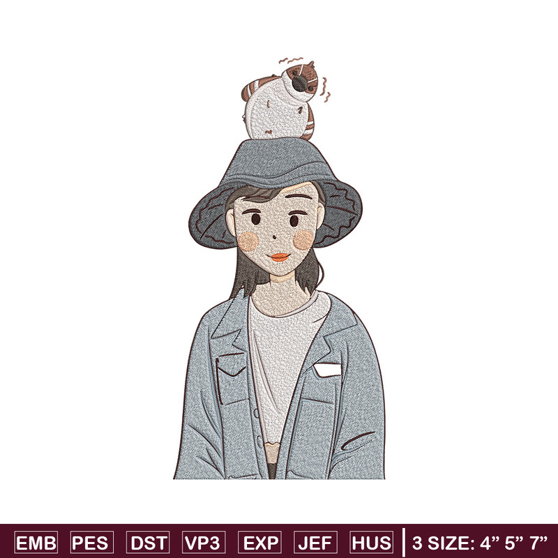 Cute girl Embroidery Design, Cartoon Embroidery, Embroidery File, Anime Embroidery, Anime shirt, Digital download.jpg