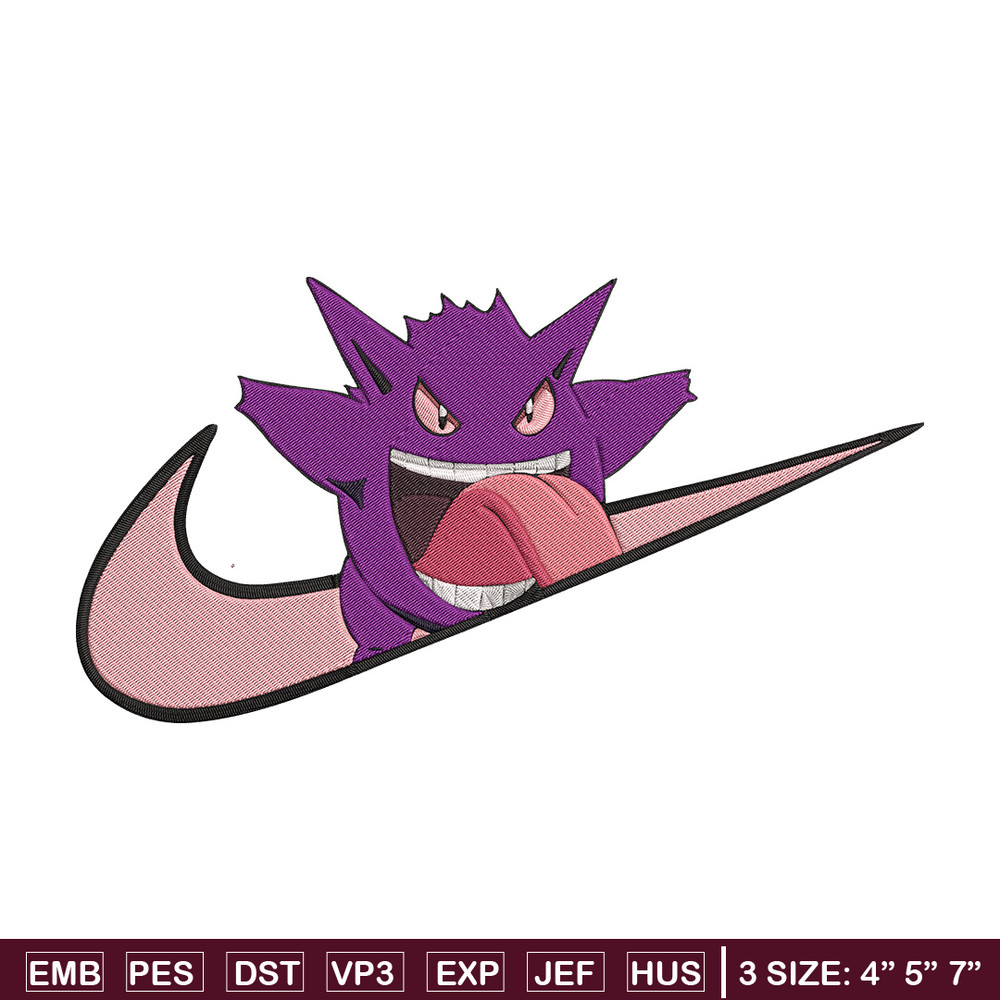 Gengar x nike Embroidery Design, Pokemon Embroidery, Embroidery File, Nike Embroidery, Anime shirt, Digital download.jpg