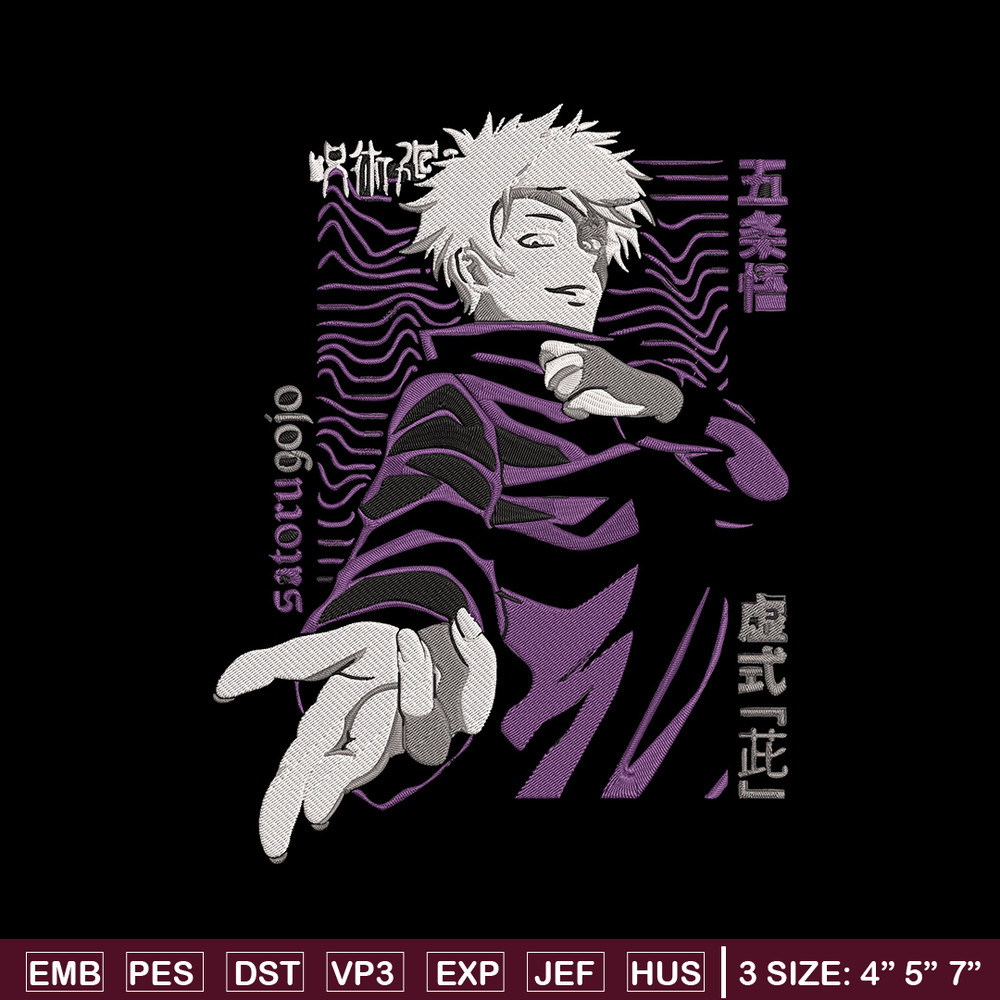 Gojo satoru poster Embroidery Design, Jujutsu Embroidery,Embroidery File, Anime Embroidery, Anime shirt,Digital download.jpg