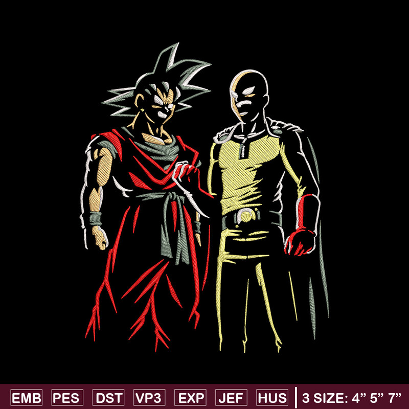 Goku x Saitama Embroidery Design, Dragonball Embroidery,Embroidery File, Anime Embroidery, Anime shirt, Digital download.jpg