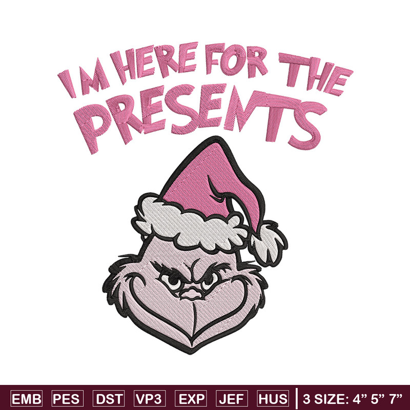 Grinch Im here Embroidery Design, Grinch Embroidery, Embroidery File, Chrismas Embroidery, Anime shirt, Digital download.jpg