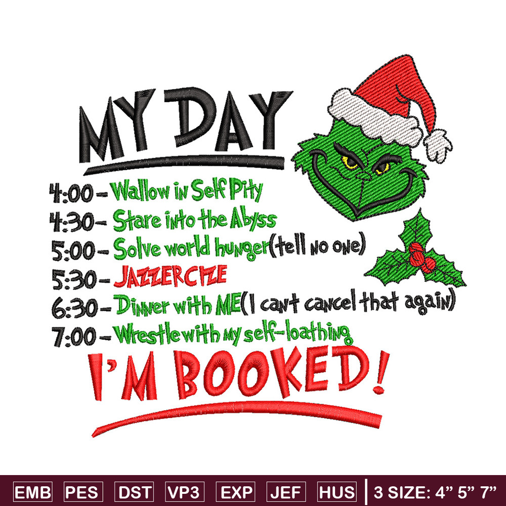 Grinch my day embroidery design, Grinch embroidery, Chrismas design,Embroidery shirt, Embroidery file, Digital download.jpg