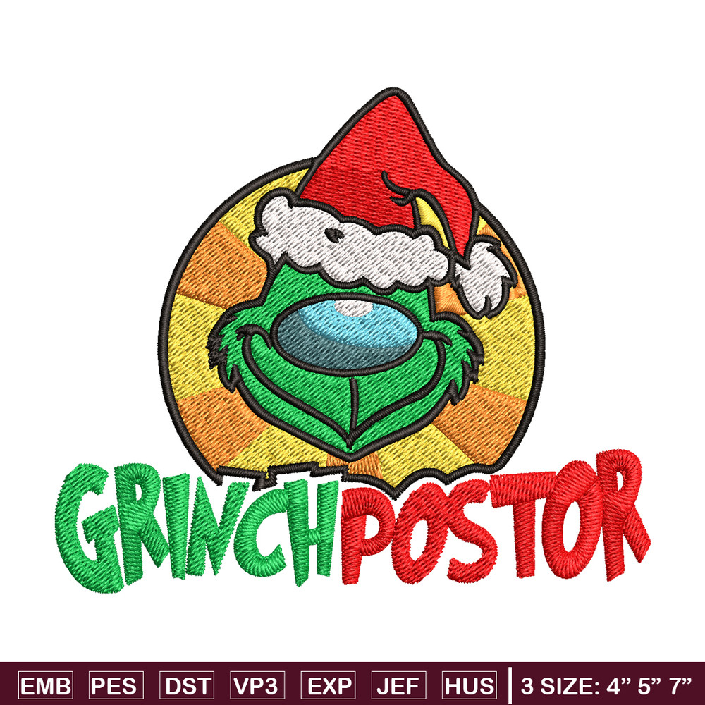 Grinch postor Christmas Embroidery design, Grinch christmas Embroidery, Grinch design, Embroidery file, Instant download.jpg
