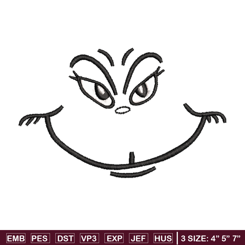 Grinch smile embroidery design,Grinch embroidery, Chrismas design, Embroidery shirt, Embroidery file, Digital download..jpg