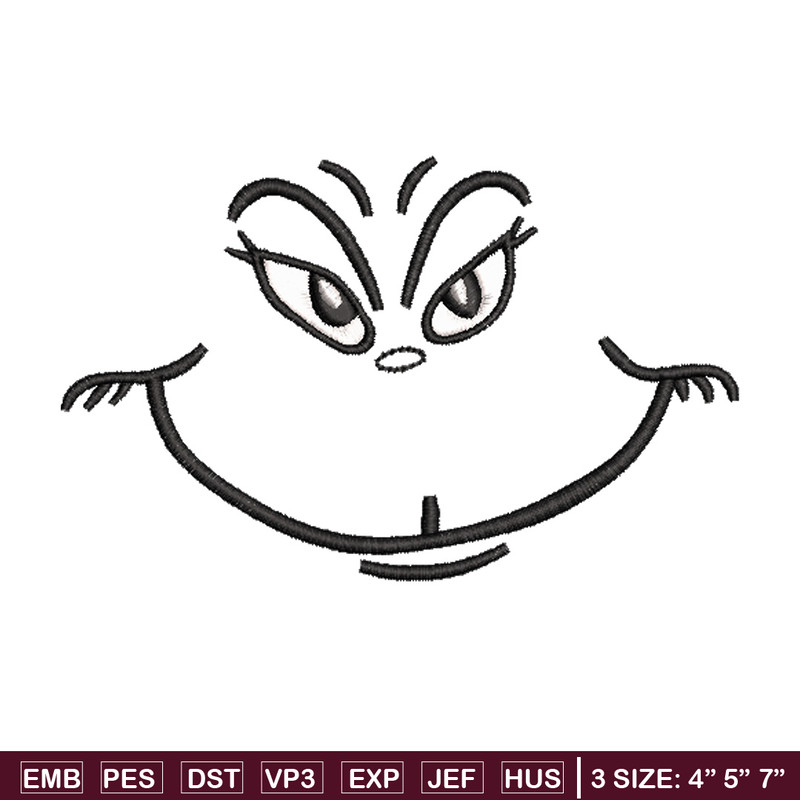 Grinch smile embroidery design,Grinch embroidery, Chrismas design, Embroidery shirt, Embroidery file, Digital download..jpg