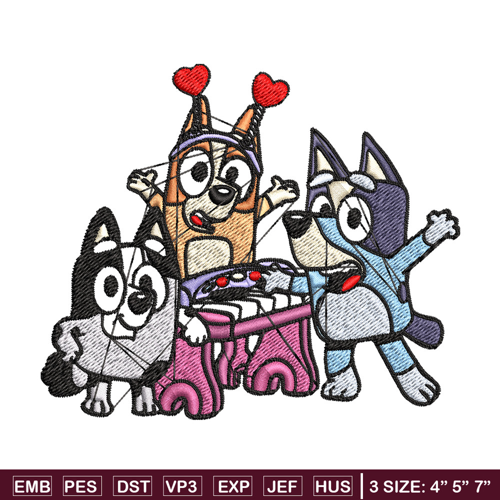 Happy birthday bluey Embroidery, Bluey Embroidery, Embroidery File, cartoon shirt, cartoon design, Digital download..jpg