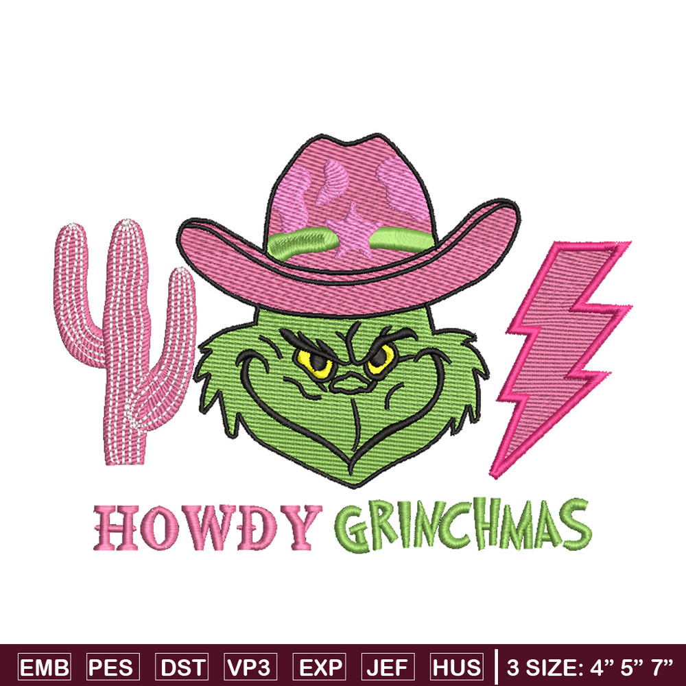Howdy grinch embroidery design, Grinch embroidery, Chrismas design,Embroidery shirt, Embroidery file, Digital download.jpg