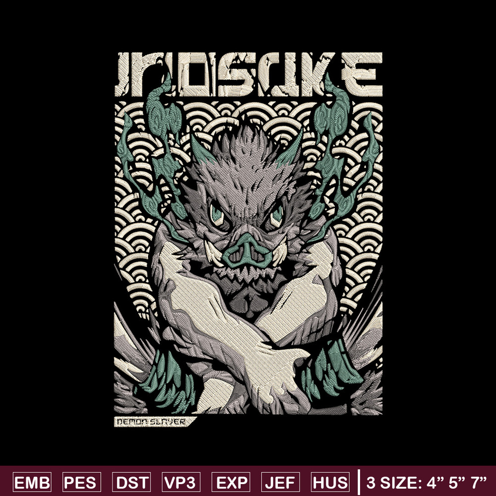 Inosuka poster Embroidery Design, Demon slayer Embroidery, Embroidery File,Anime Embroidery,Anime shirt,Digital download.jpg
