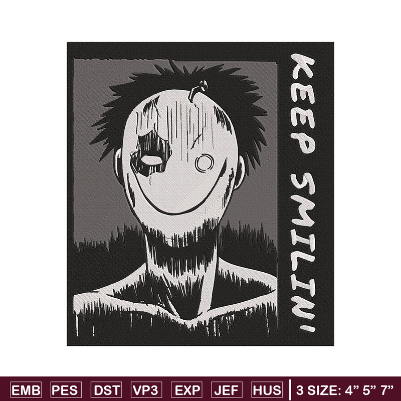 Just Smile Embroidery Design, Horror Embroidery, Embroidery File, Anime Embroidery,Anime shirt, Digital download.jpg