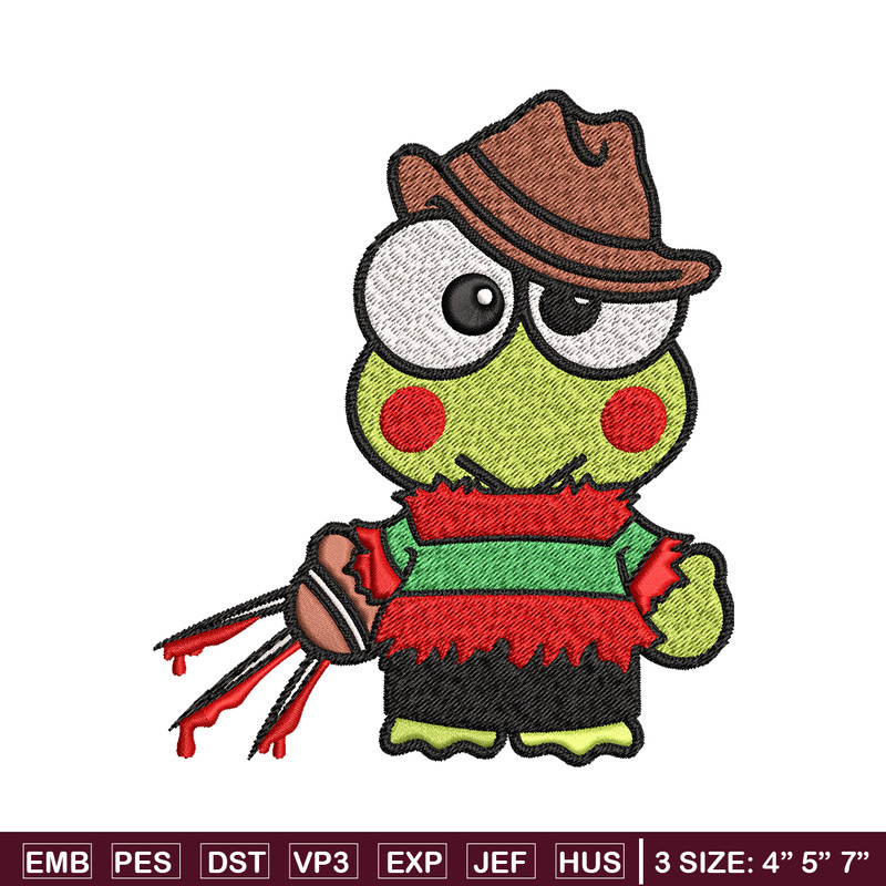 Keroppi Freddy Krueger Embroidery design, Horror Embroidery, horror design, Embroidery File, Digital download..jpg